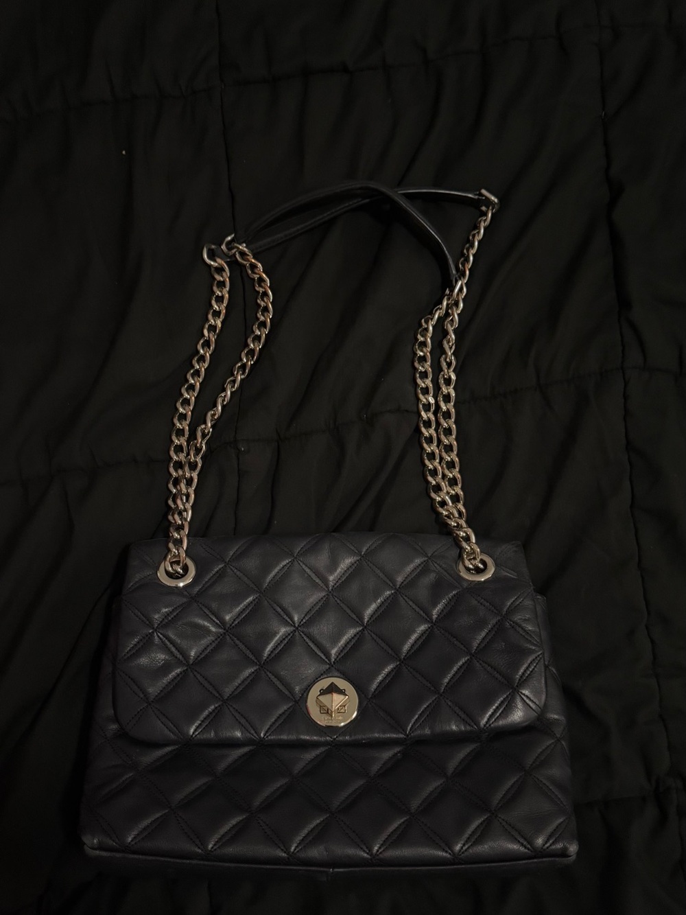 Kate Spade Quilted Chain-Handle Cross Body and Shoulder Bag - Black